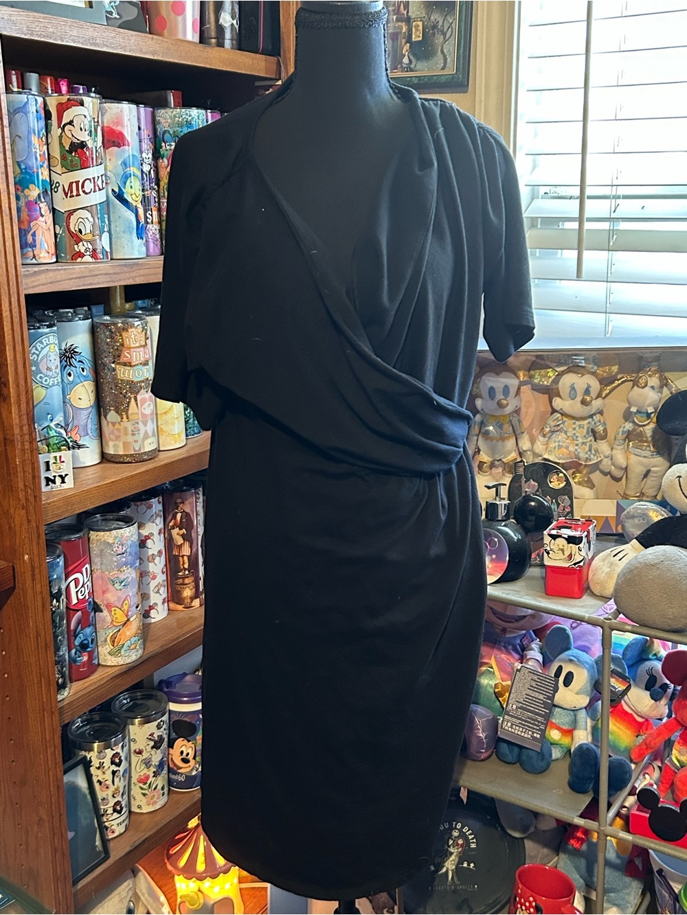 Old Navy Black Wrap-Style Midi Dress